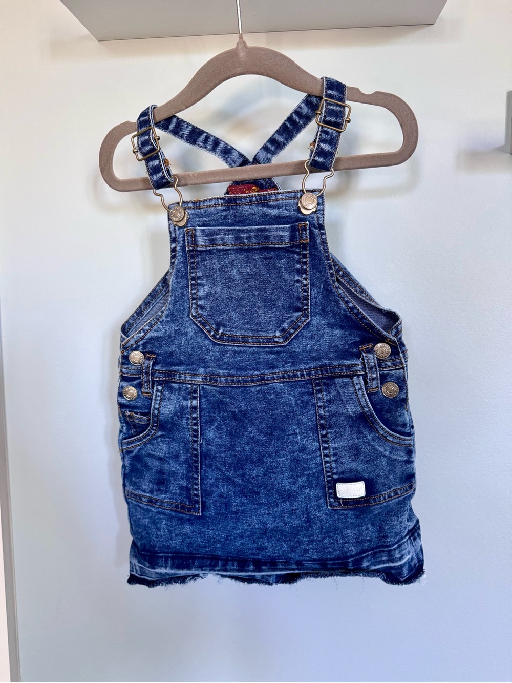 7 for All Mankind Denim Overall Skirt, Size 24 Months